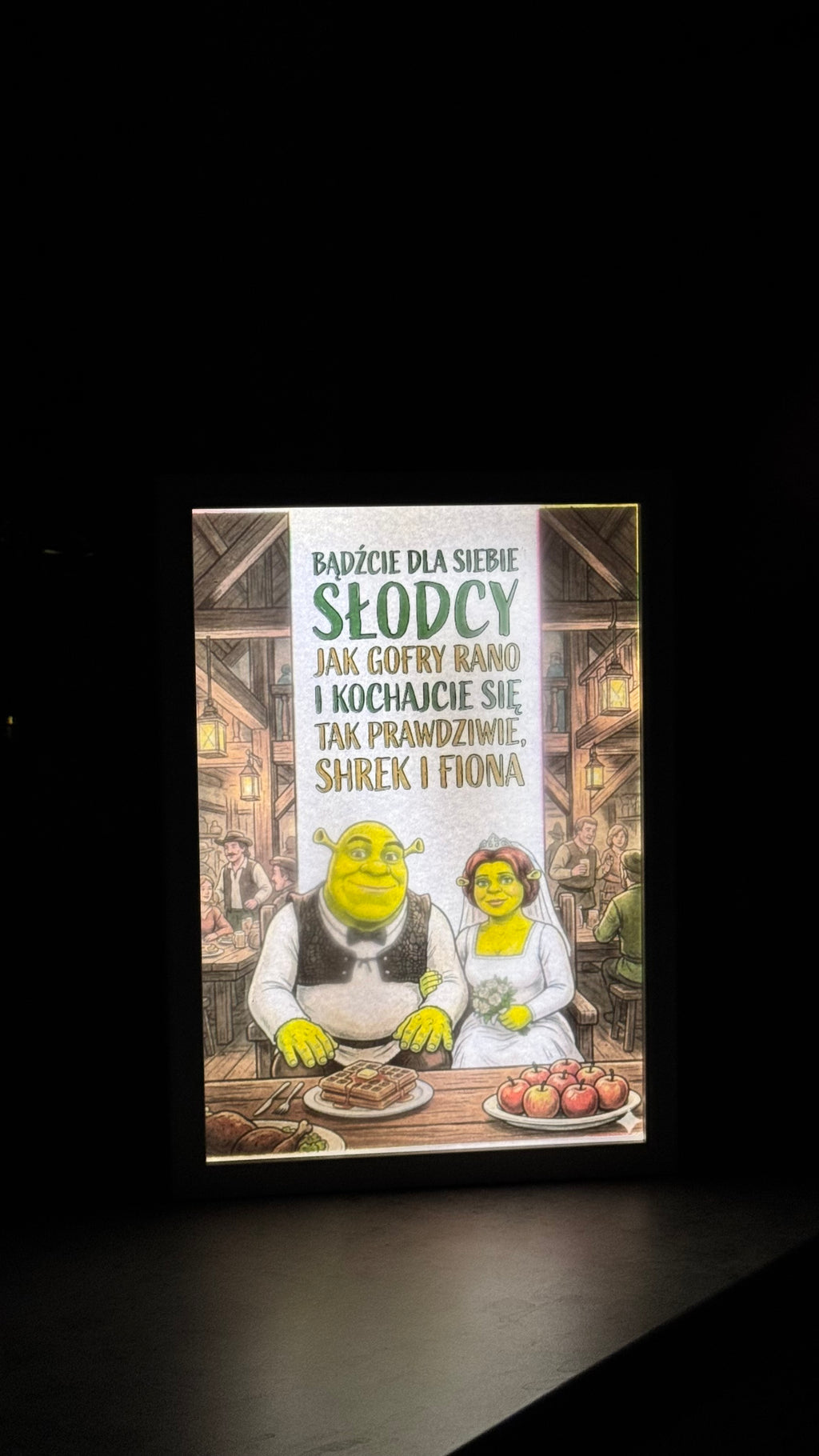 Ramka LED - Ślubna Shrek